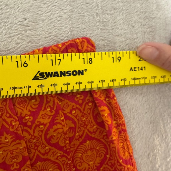 Sundance Women's Boho Cotton Maxi Skirt L Drawstring Orange Red Artsy Flowy - Picture 8 of 9